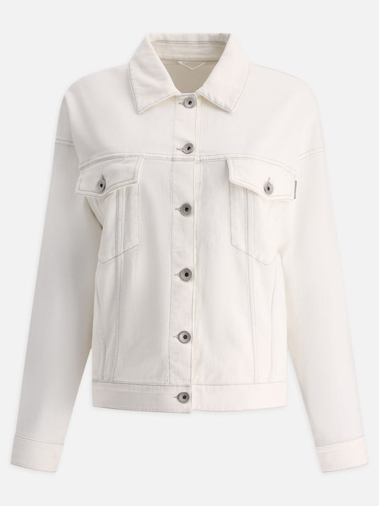 Denim jackets 98% cotton 2% elastane  White - Brunello Cucinelli Women | PLP | VIETTI Online Store 
