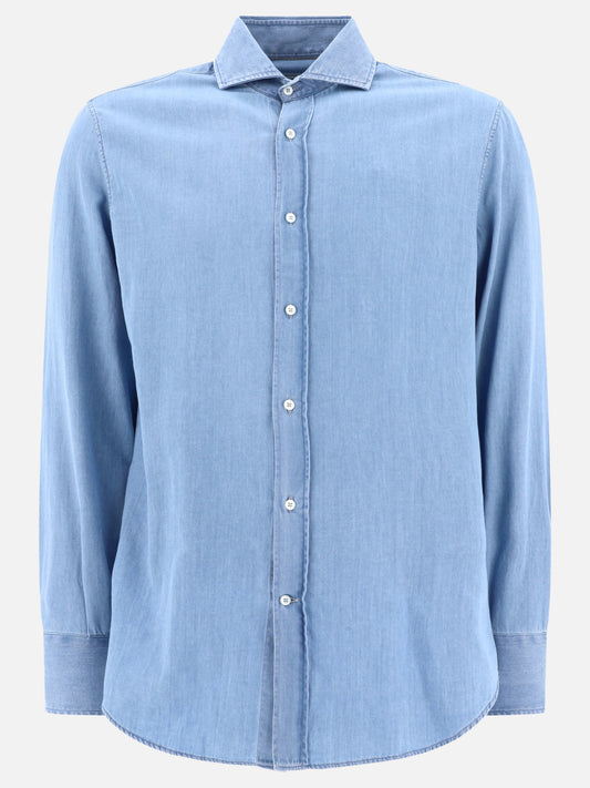 Casual shirts 100% cotton  Light blue - Brunello Cucinelli Men | PLP | VIETTI Online Store 
