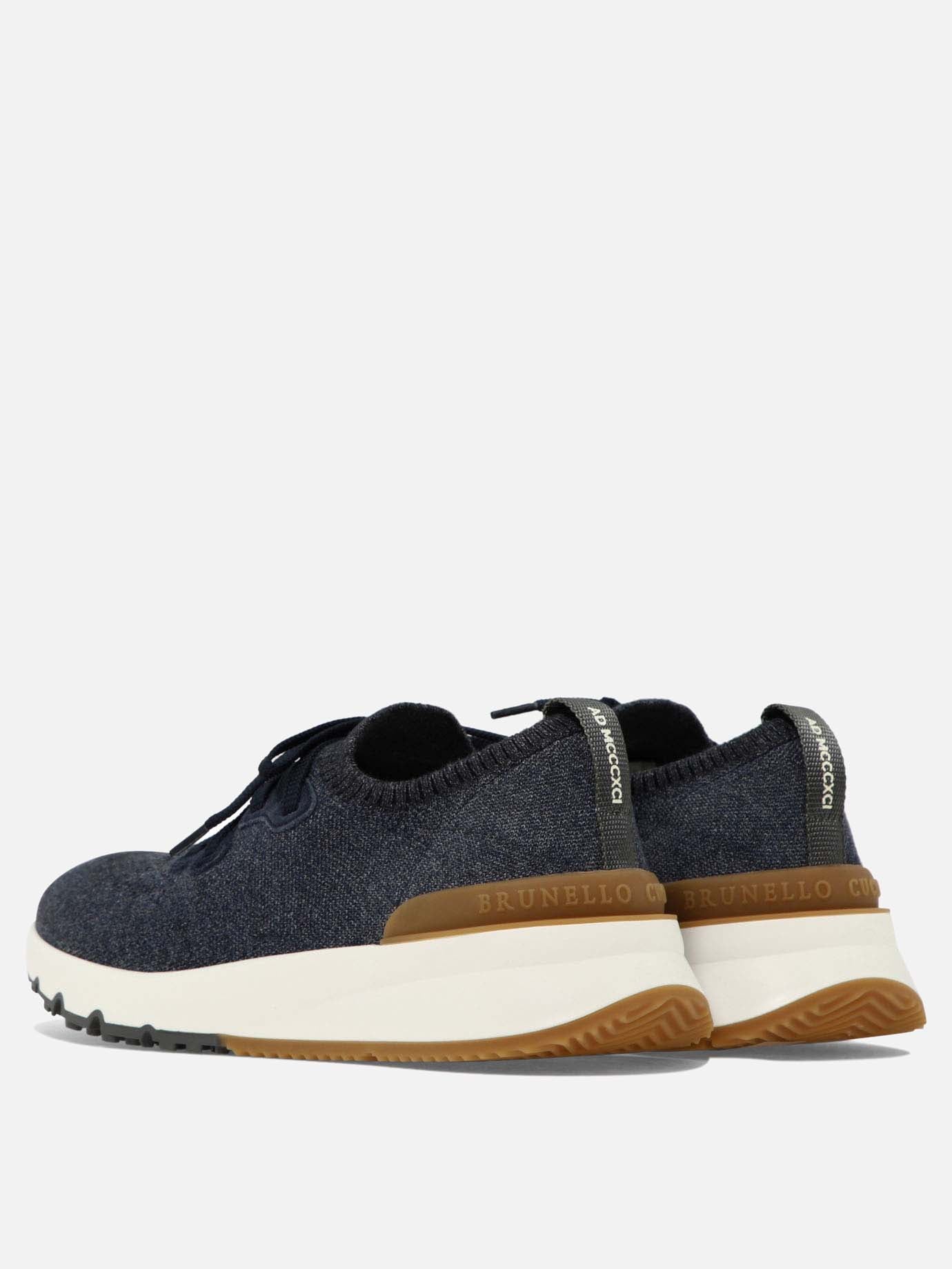 Low top sneakers 89% cotton 10% polyamide 1% elastane - 100% rubber  Blue - Brunello Cucinelli Men | PDP | VIETTI Online Store | thumbnail_4