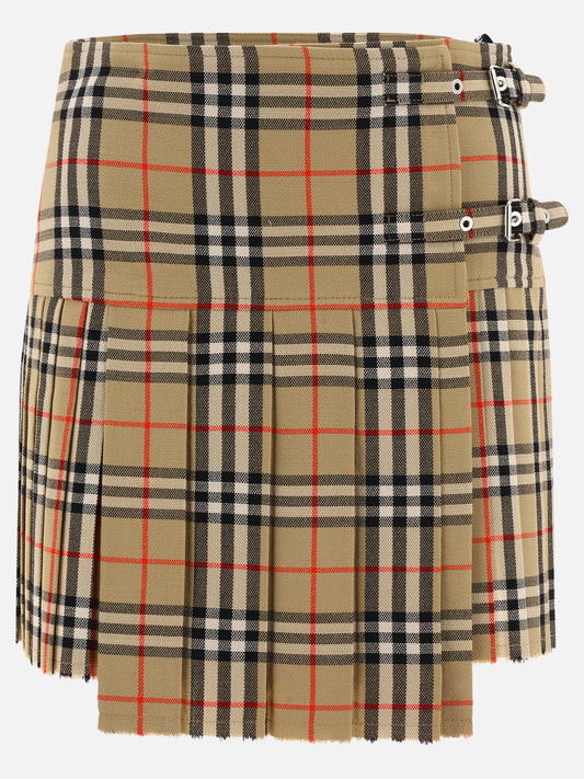 Mini kilt con pieghe in lana Check