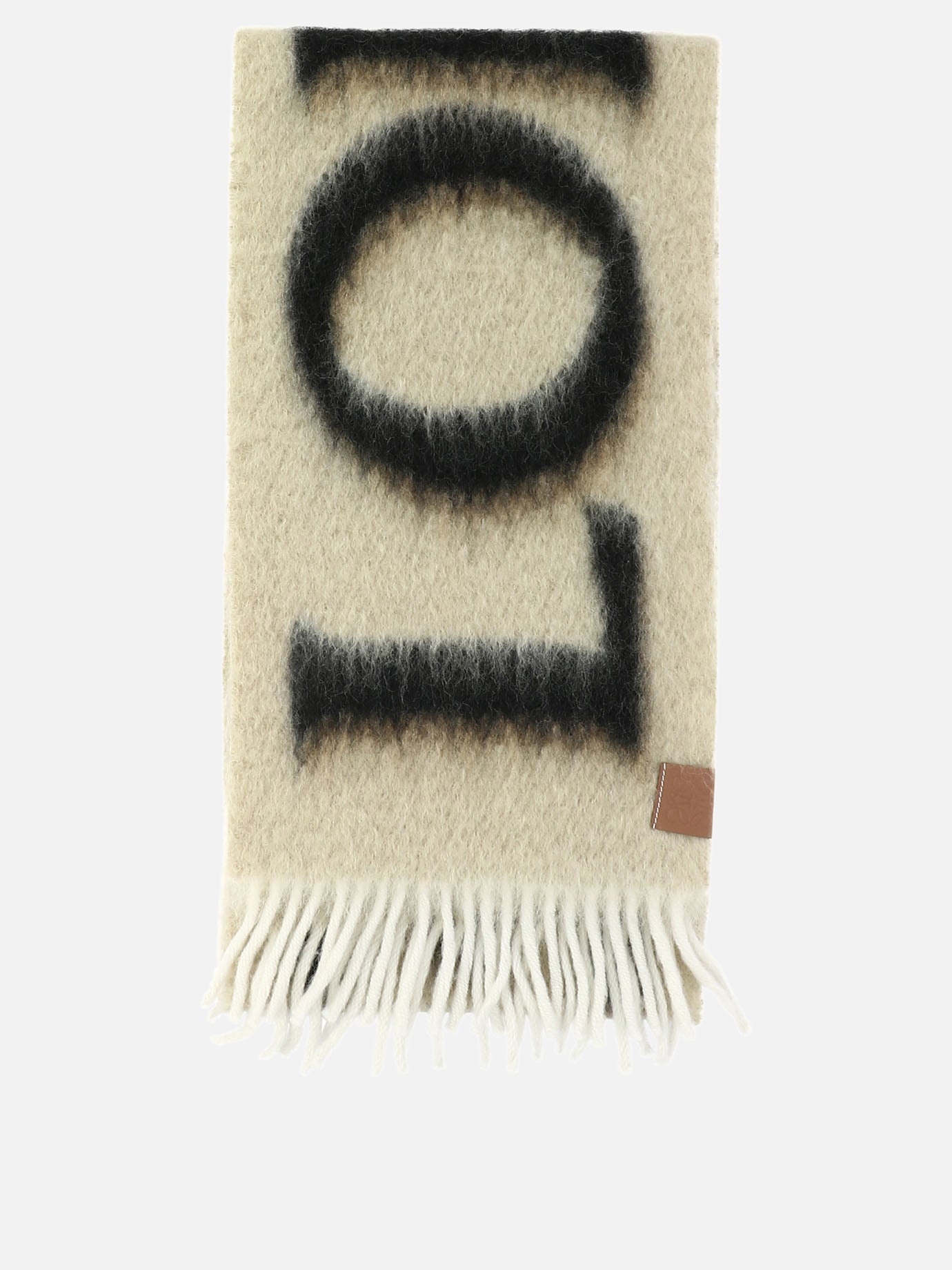 Fringed scarves 46% wool 45% mohair 5% leather 3% polyamide  Beige - Loewe Women | PDP | VIETTI Online Store | Zoom-Modal
