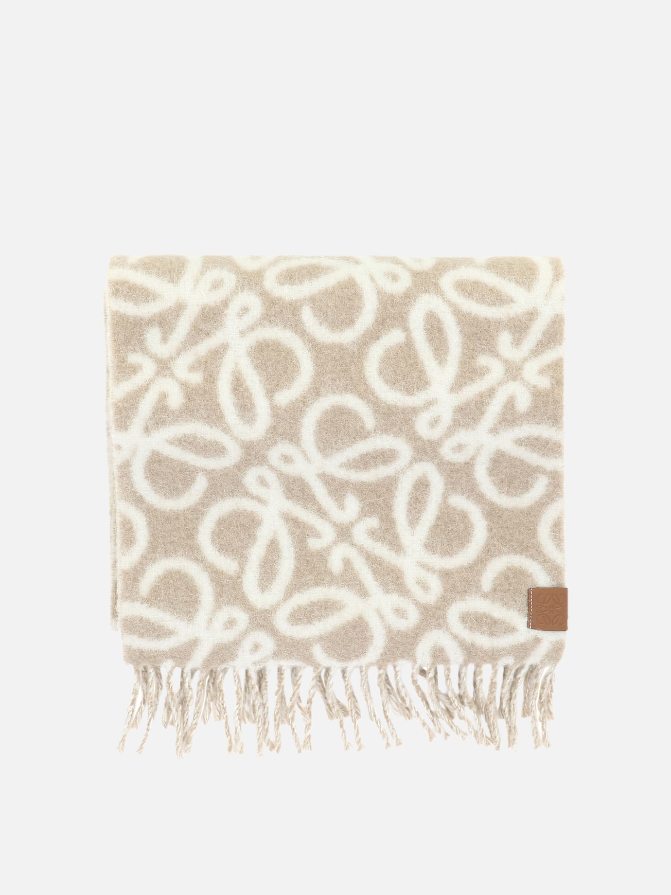 Fringed scarves 43% alpaca 32% wool 20% polyamide 5% leather  Beige - Loewe Women | PDP | VIETTI Online Store | thumbnail