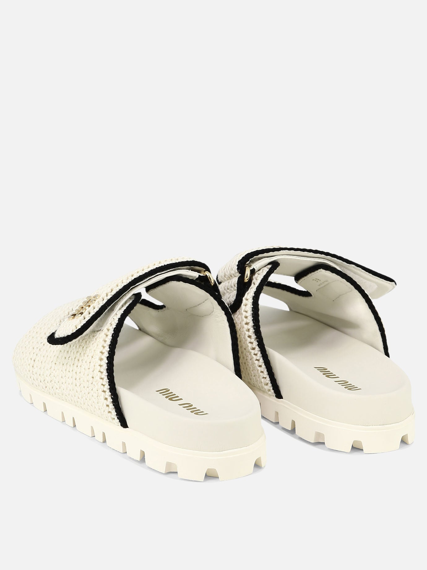 Miu Miu Crochet knit slides White