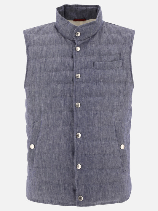 Giacche smanicate Solid colour  Blu - Brunello Cucinelli Uomo | PLP | VIETTI Online Store 

