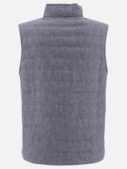 Giacche smanicate Solid colour  Blu - Brunello Cucinelli Uomo | PLP | VIETTI Online Store | 2
