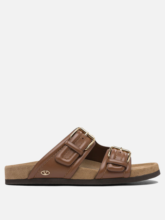 Sandali bassi 100% calf leather - 100% leather  Marrone - Valentino Garavani Donna | PDP | VIETTI Online Store 
