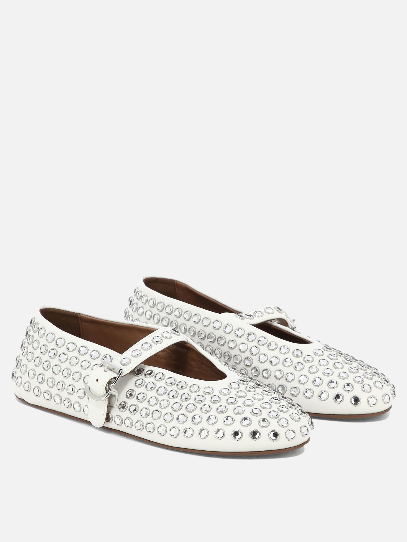 Alaïa Rhinestone ballet flats 10096748_38 White thumbnail_2