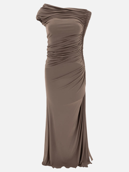 Alaïa Abito midi drappeggiato 16111840_36 Brown 1
