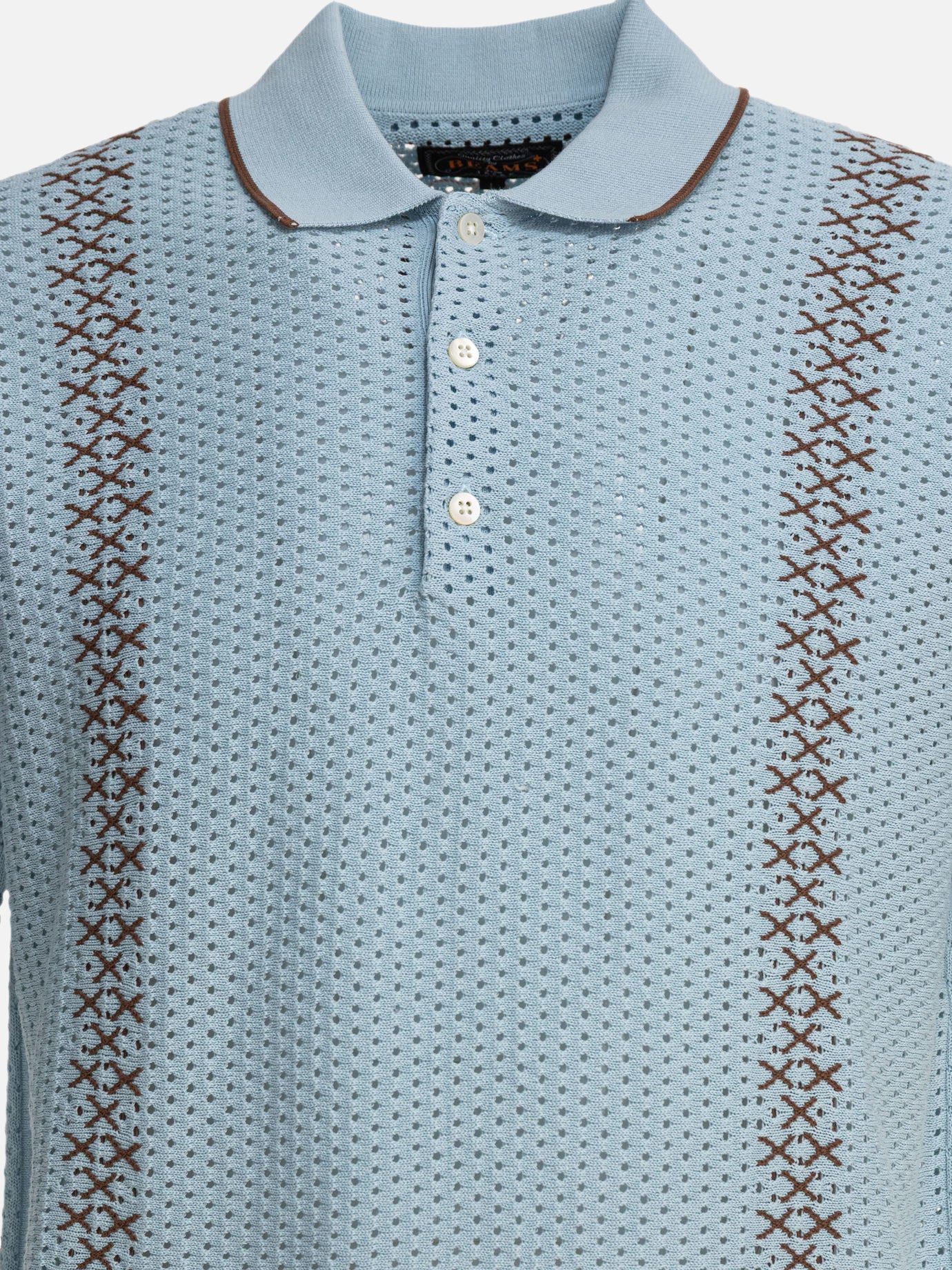 Beams Plus Perforated polo shirt 17780843_S Light blue thumbnail_4