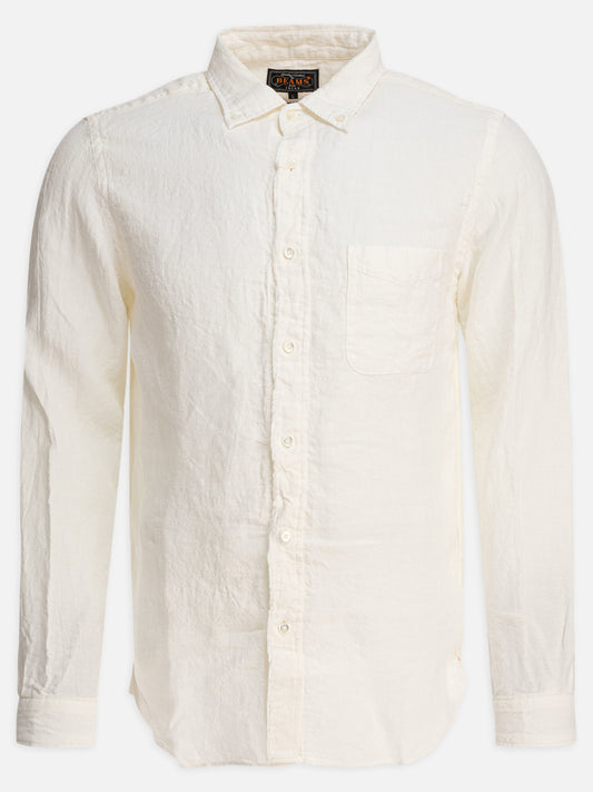 Beams Plus "Linen Solid" Shirt 18874128_S White 1