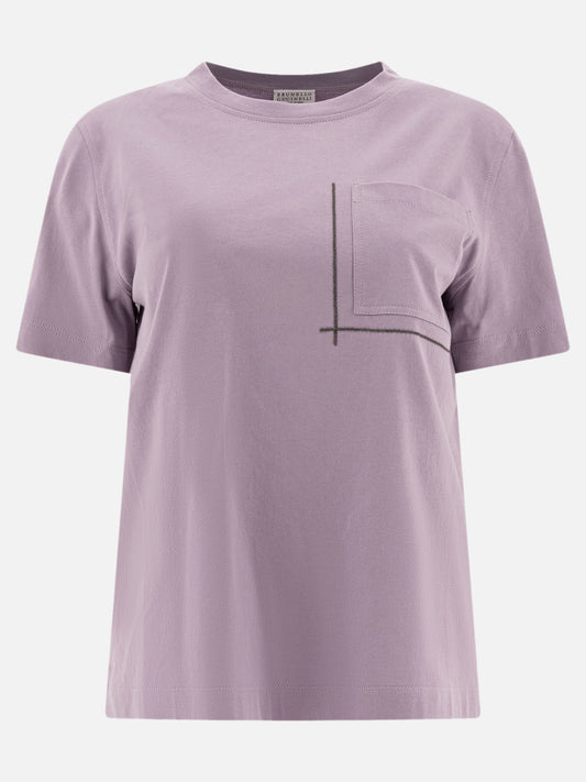 T-shirt girocollo Solid colour  Viola - Brunello Cucinelli Donna | PLP | VIETTI Online Store 
