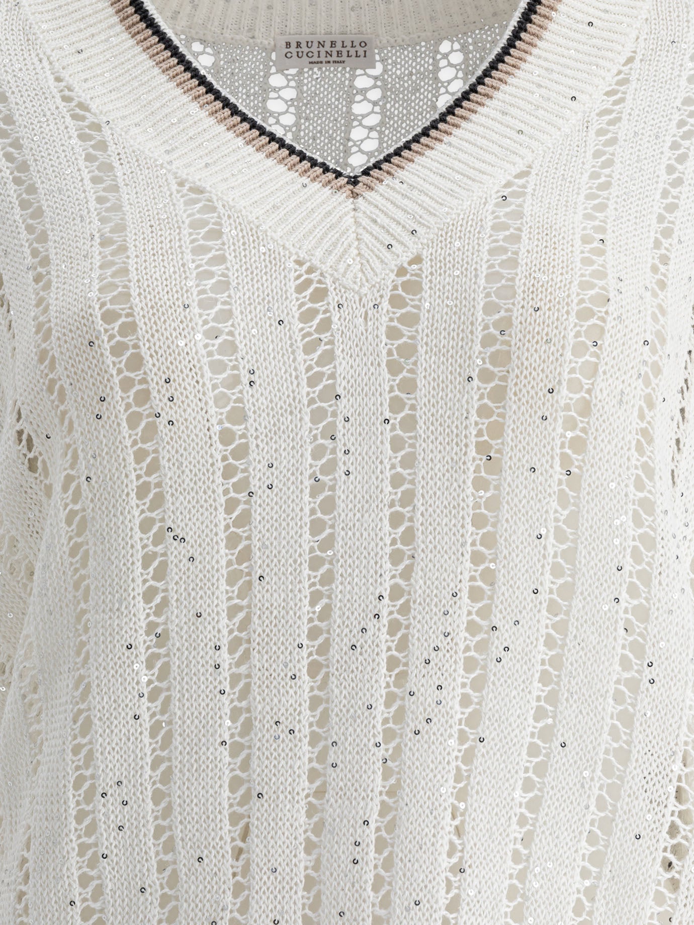 Maglioni scollo a V Solid colour  Bianco - Brunello Cucinelli Donna | PDP | VIETTI Online Store | thumbnail_3
