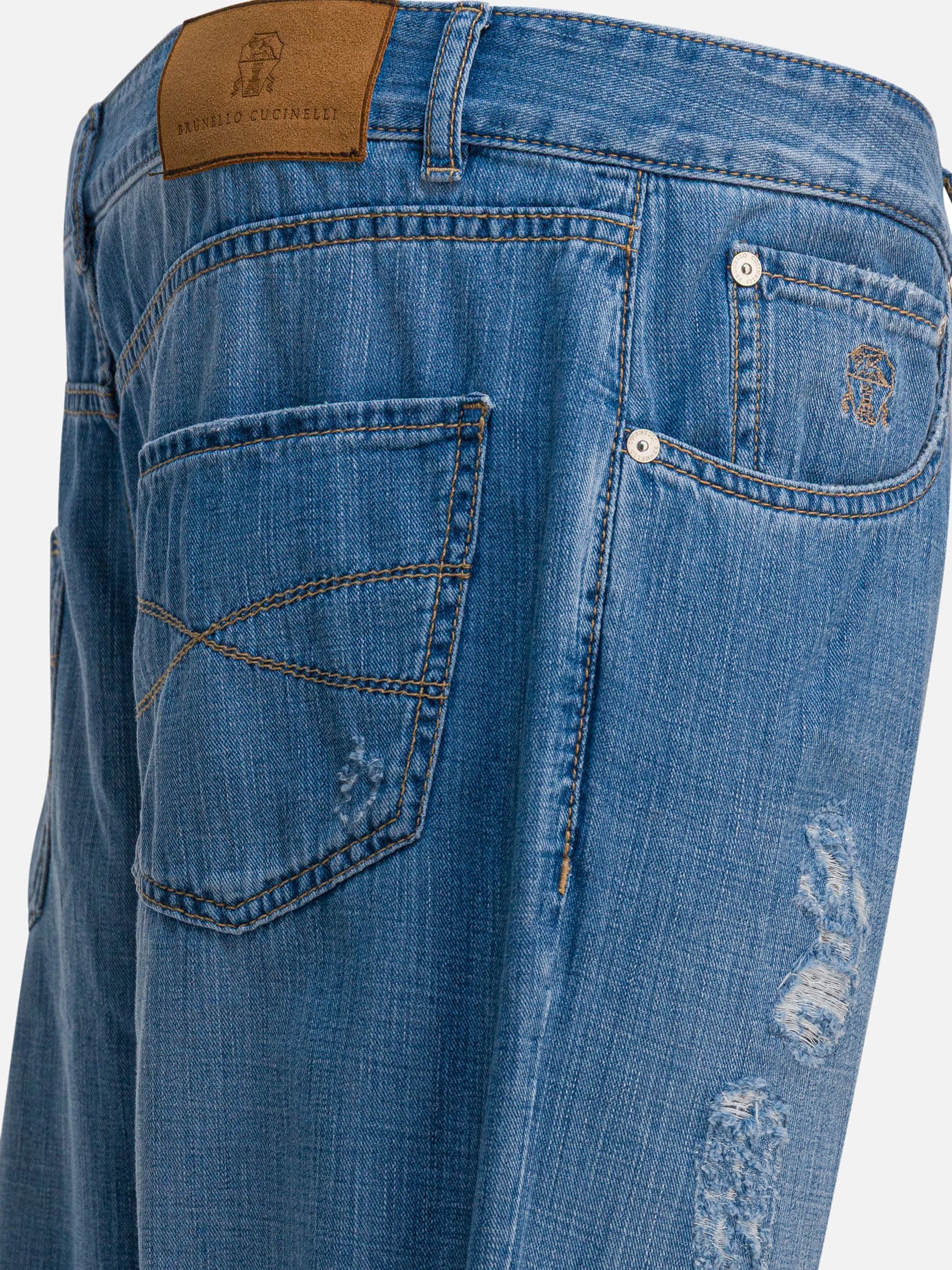 Straight-leg jeans Denim  Light blue - Brunello Cucinelli Men | PDP | VIETTI Online Store | thumbnail_4