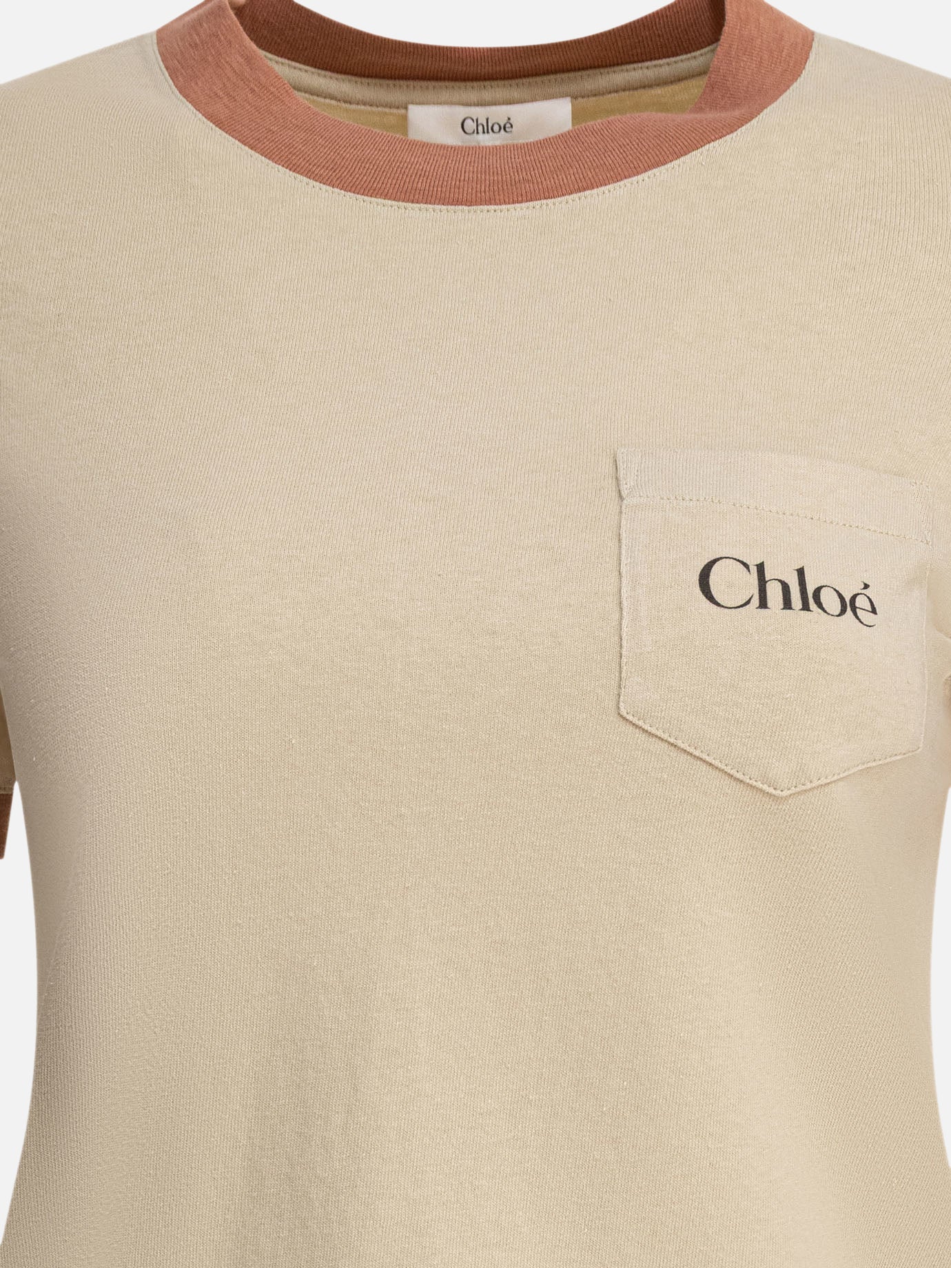 Chloé T-shirt in jersey di cotone con logo 11004400_M Beige thumbnail_3