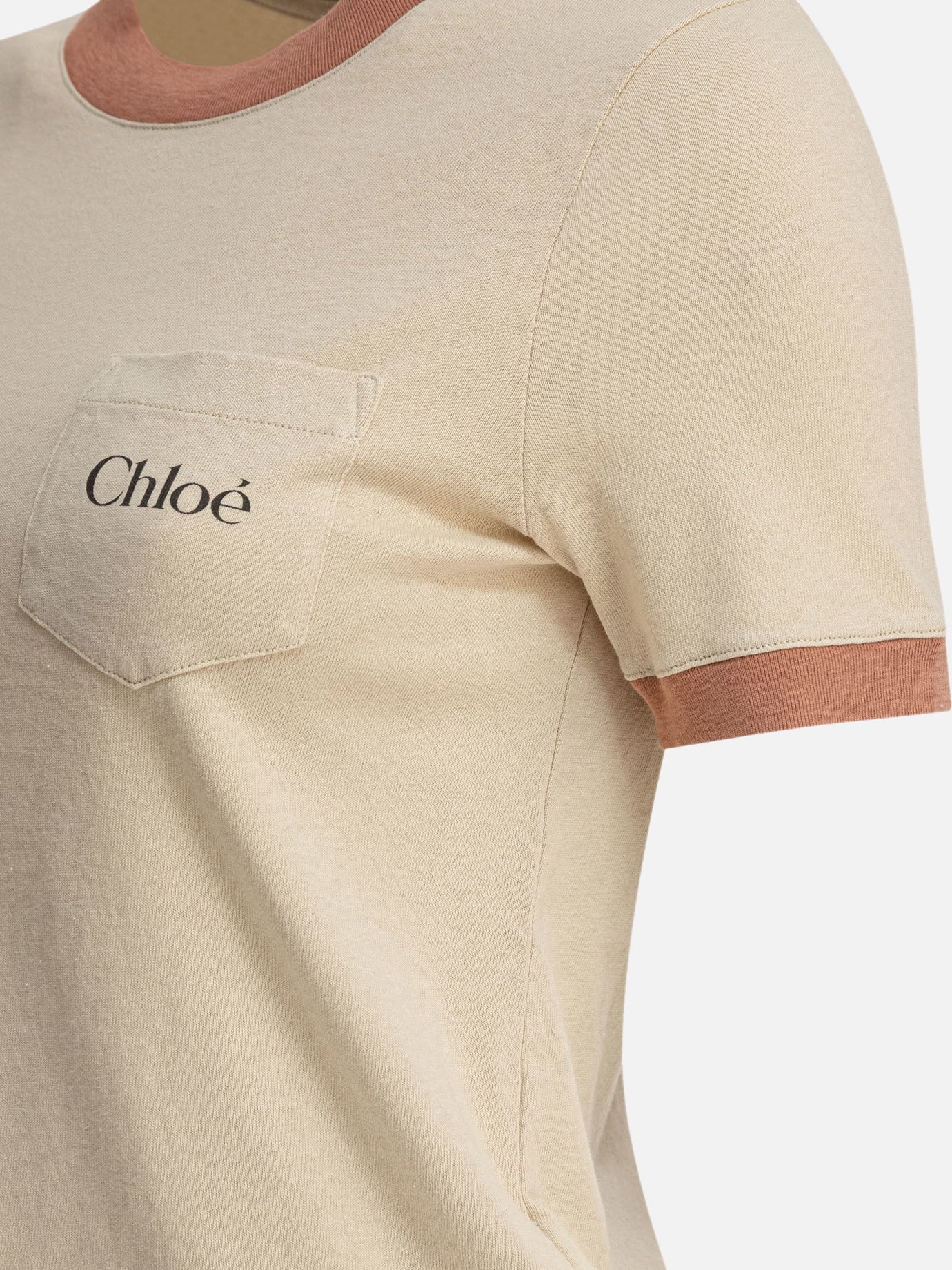Chloé T-shirt in jersey di cotone con logo 11004400_M Beige thumbnail_4
