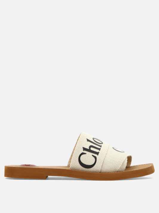 Flat sandals 90% linen 10% polyester - 100% ethylene vinyl acetate  White - Chloé Women | PDP | VIETTI Online Store 
