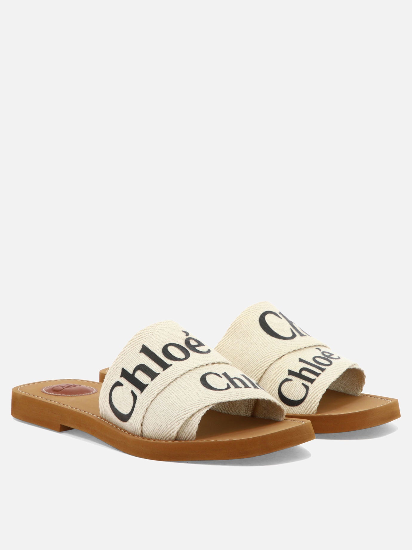 Flat sandals 90% linen 10% polyester - 100% ethylene vinyl acetate  White - Chloé Women | PDP | VIETTI Online Store | Zoom-Modal_2
