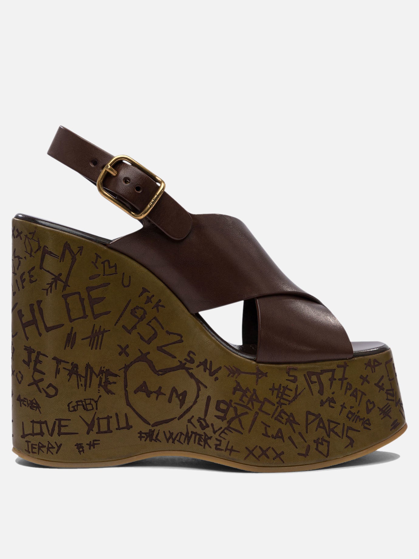 Chloé Sandali con zeppa &quot;Maxime&quot; 130 mm 12638845_37 Brown thumbnail_1