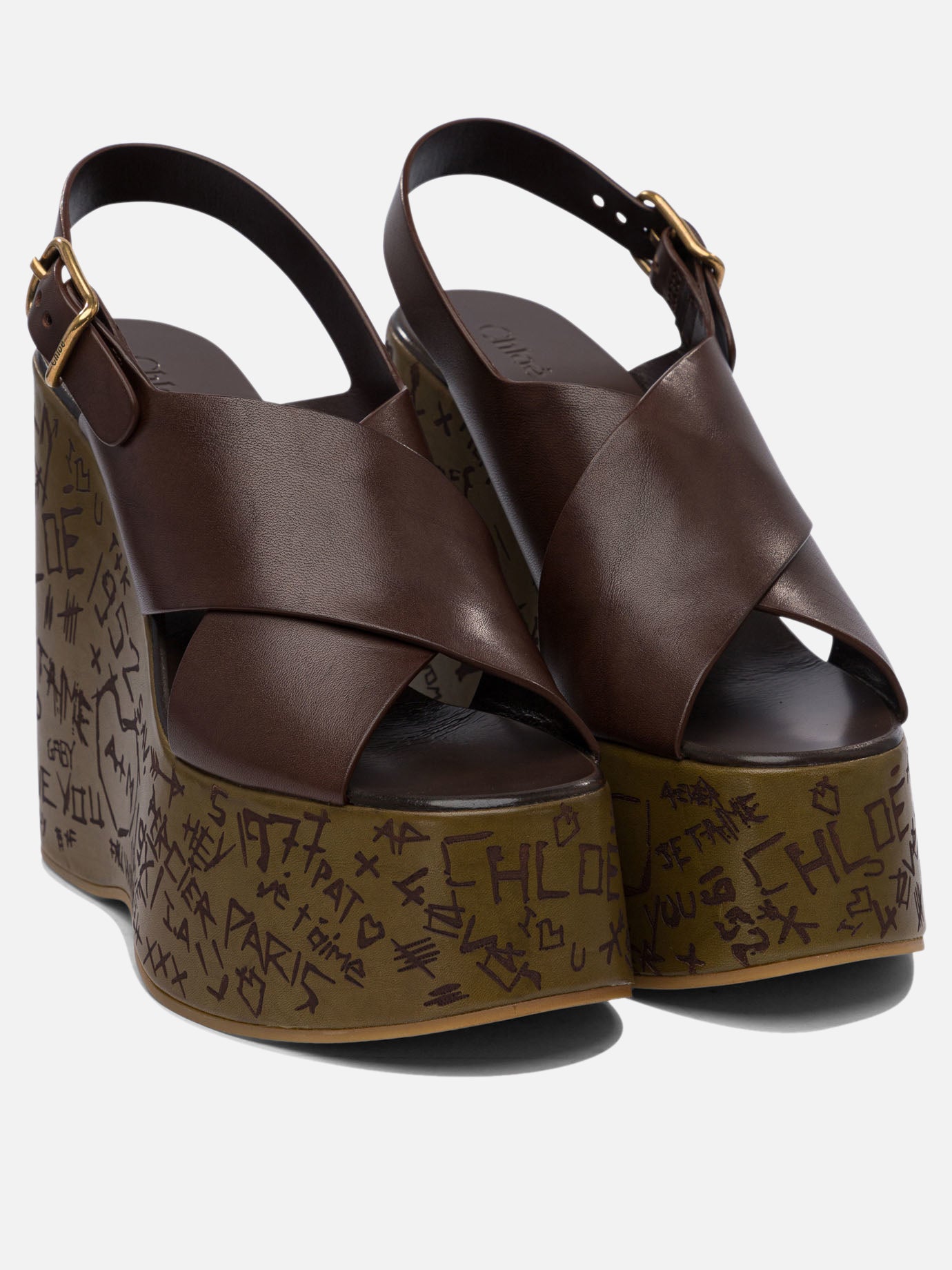 Chloé Sandali con zeppa &quot;Maxime&quot; 130 mm 12638845_37 Brown thumbnail_2