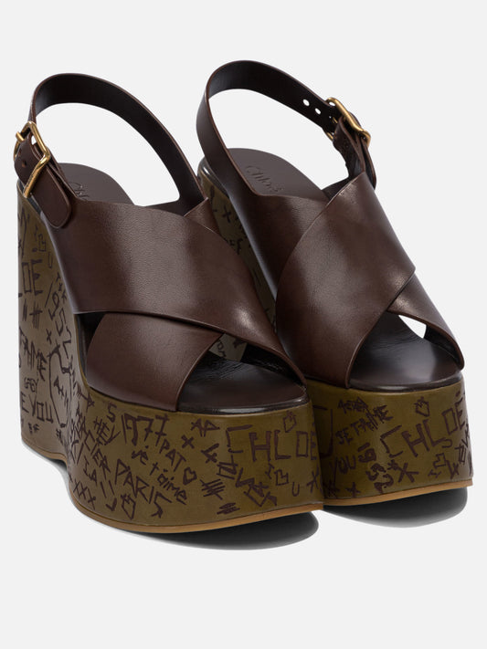 Chloé Sandali con zeppa "Maxime" 130 mm 12638845_37 Brown 2