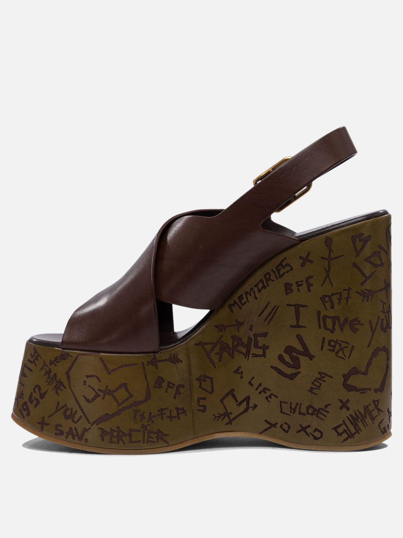Chloé Sandali con zeppa &quot;Maxime&quot; 130 mm 12638845_37 Brown thumbnail_3