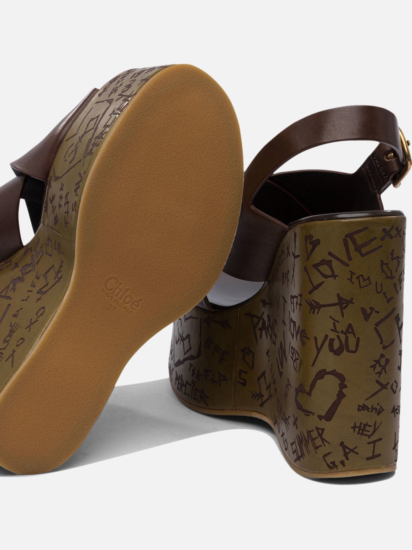 Chloé Sandali con zeppa &quot;Maxime&quot; 130 mm 12638845_37 Brown thumbnail_5