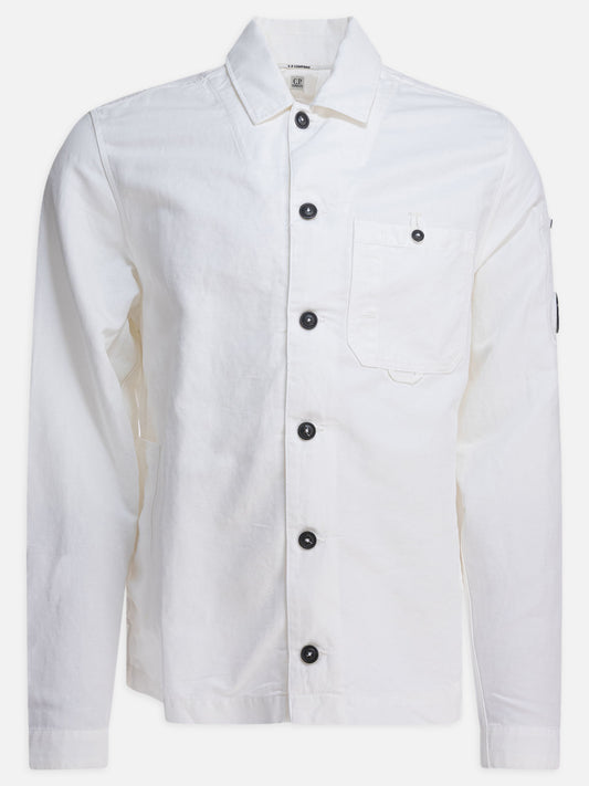 C.P. Company Overshirt in cotone e lino 19575647_S White 1