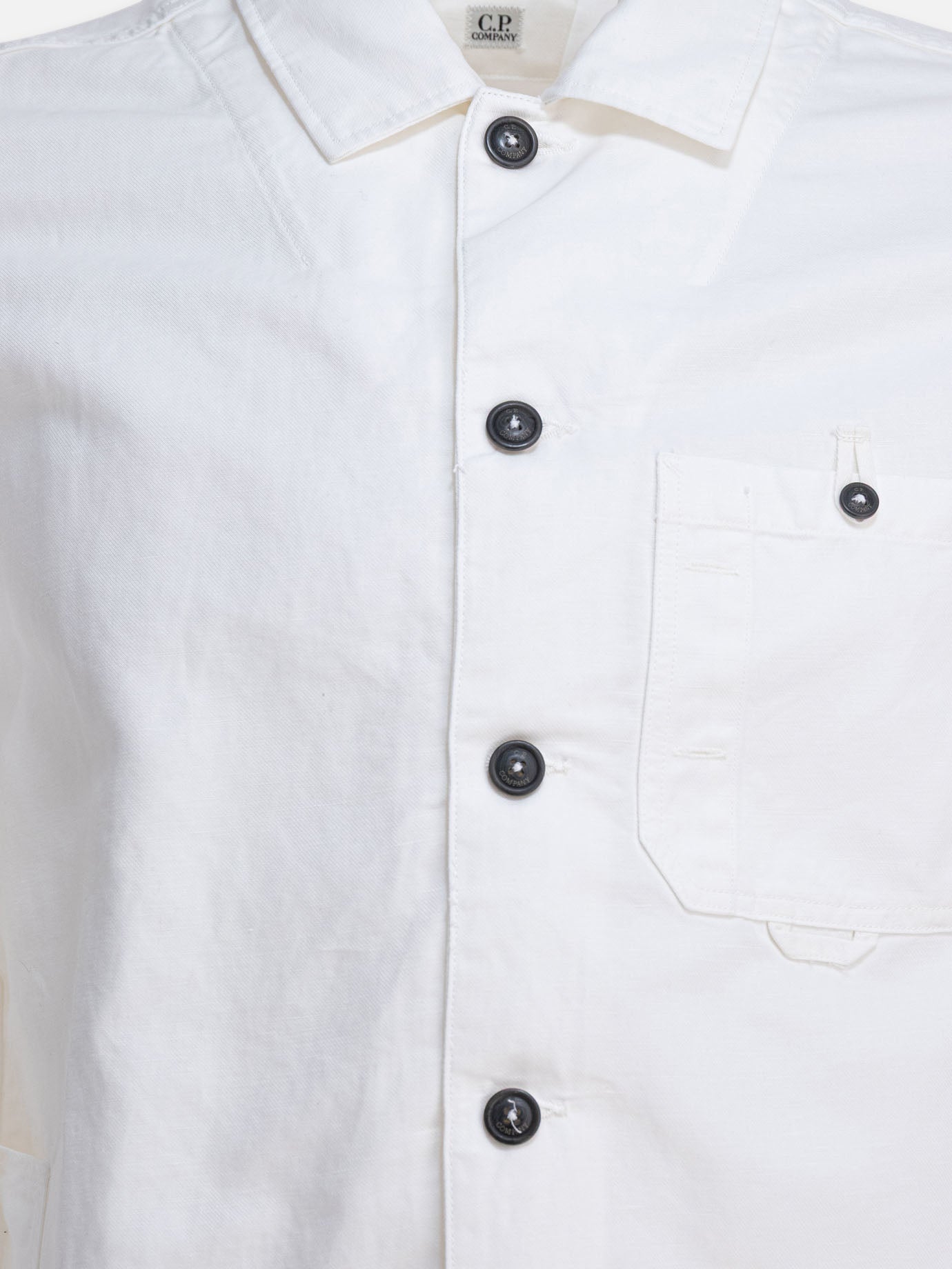 C.P. Company Overshirt in cotone e lino 19575647_S White thumbnail_3