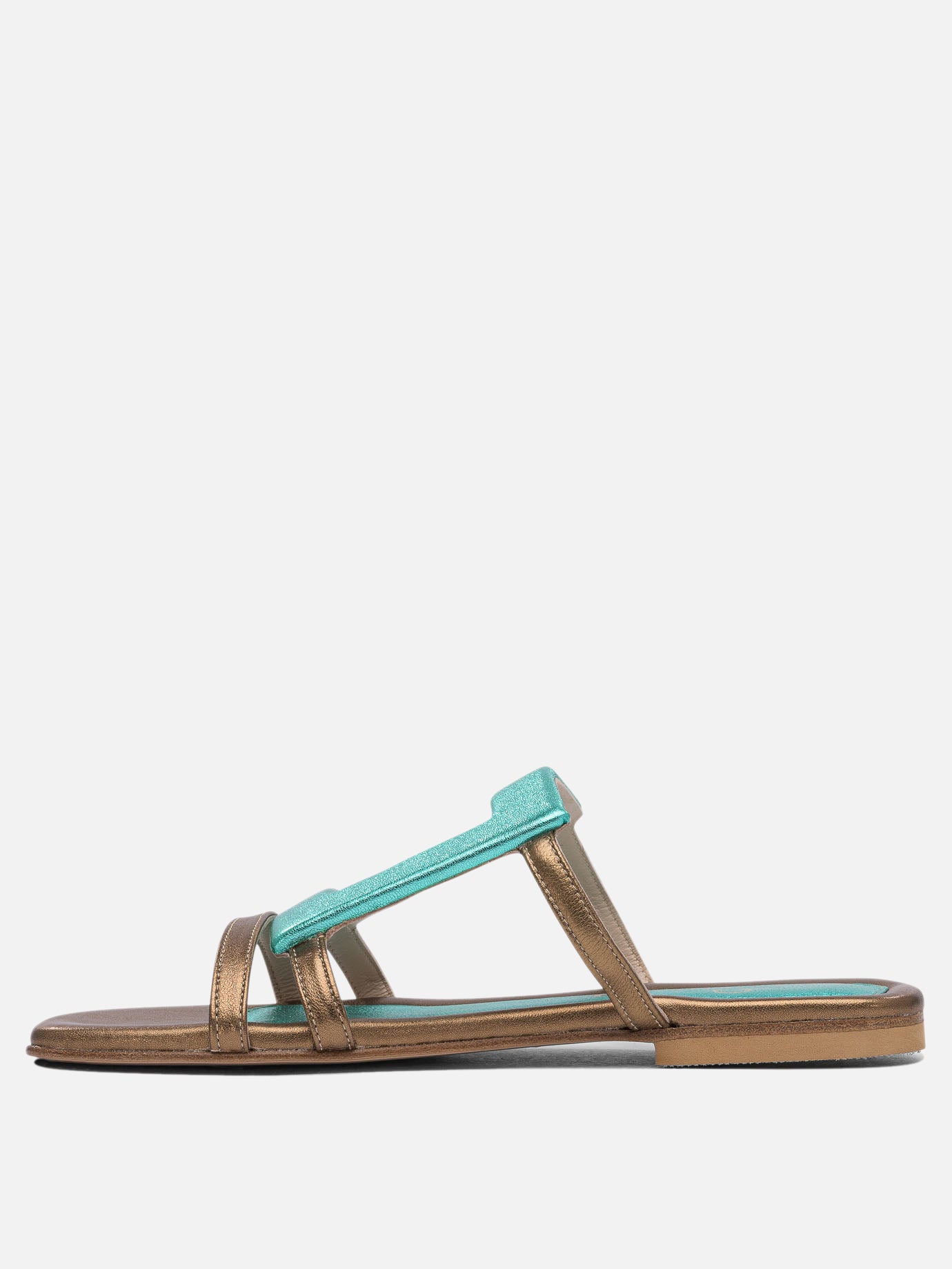 Flat sandals 100% leather - 90% leather 10% rubber  Light blue - Elina Linardaki Women | PDP | VIETTI Online Store | thumbnail_3