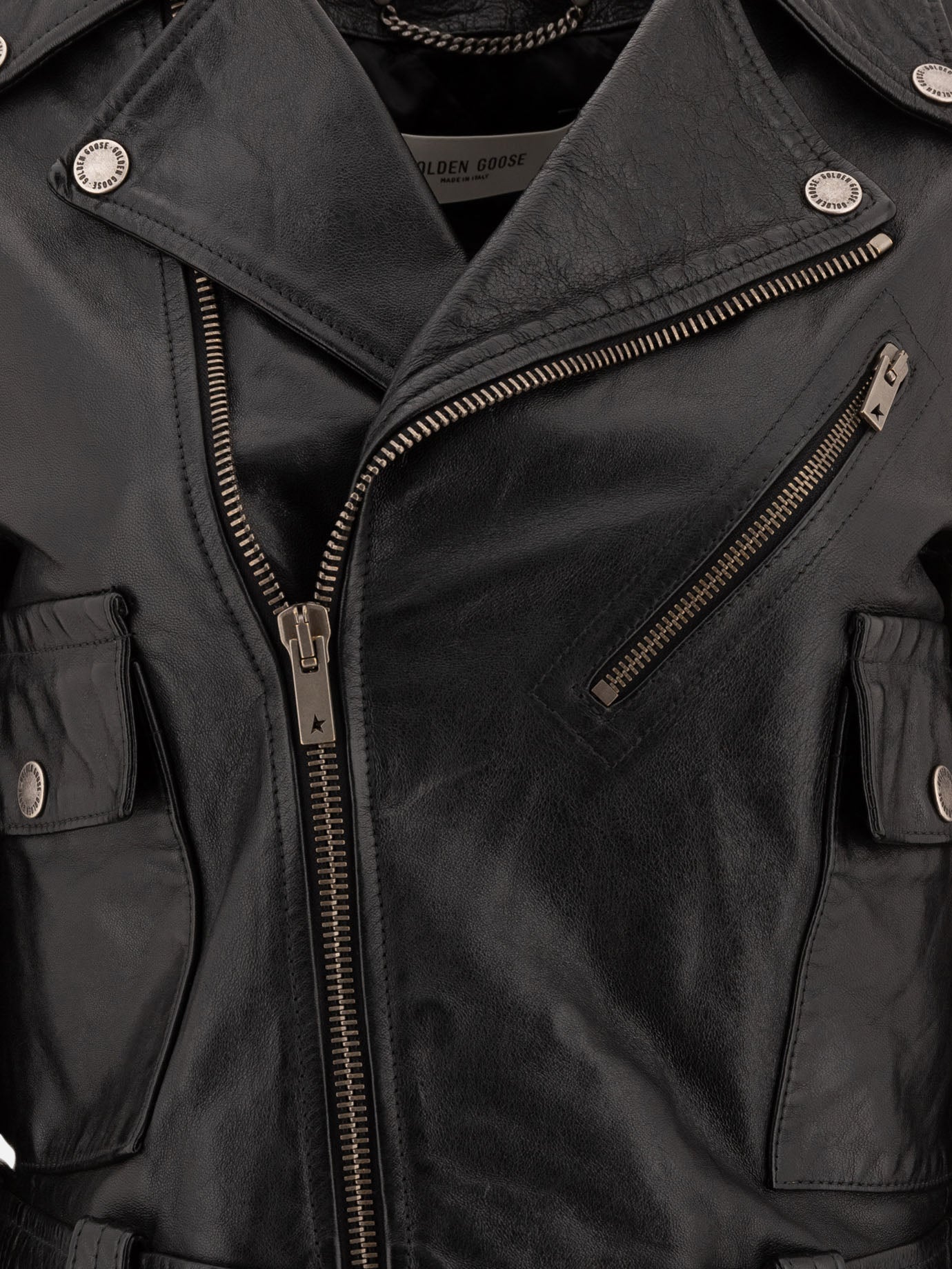 Golden Goose Giacca biker in pelle 15858253_38 Black thumbnail_3
