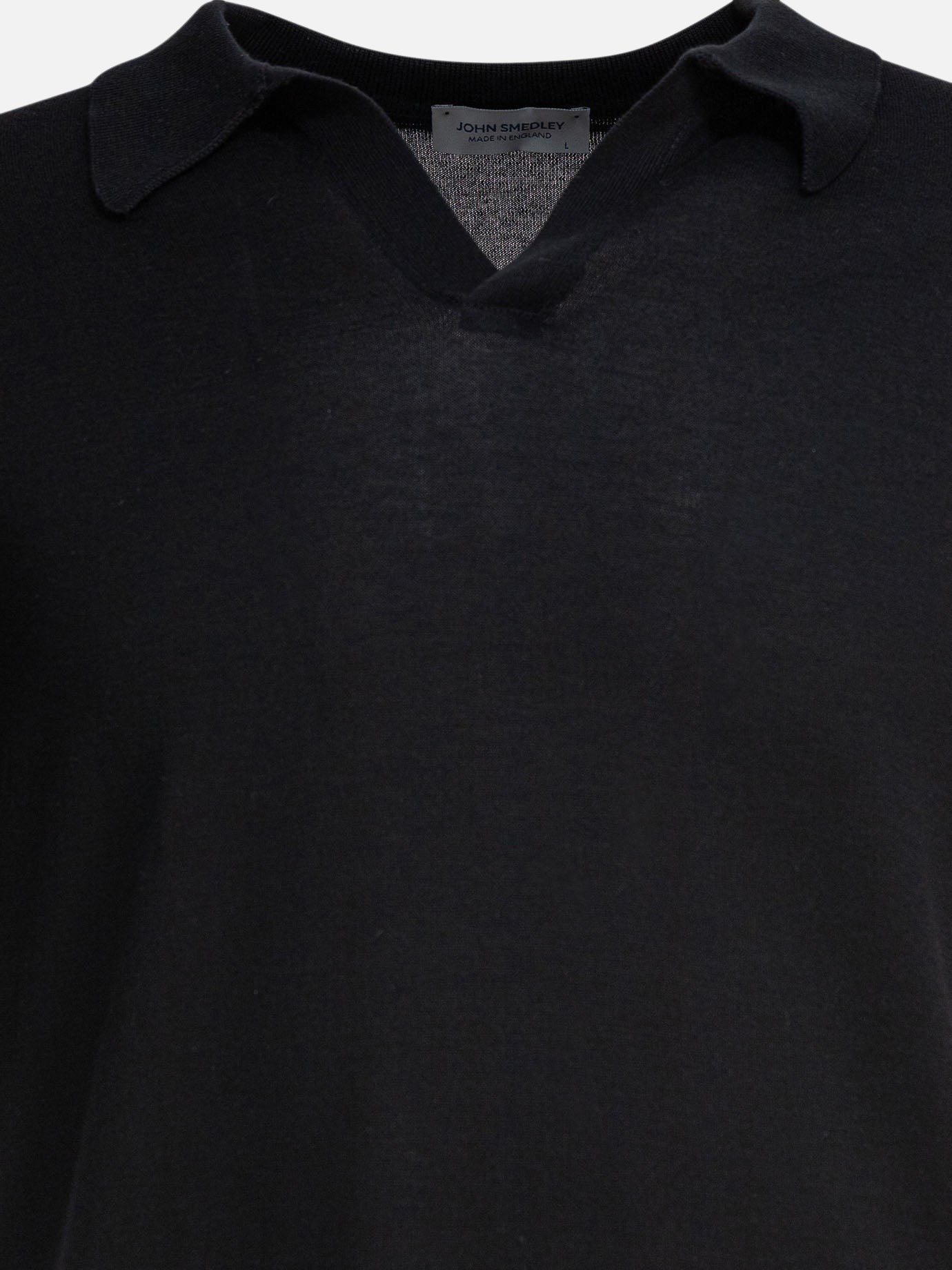 Polo shirts without buttons Solid colour  Black - John Smedley Men | PDP | VIETTI Online Store | thumbnail_3