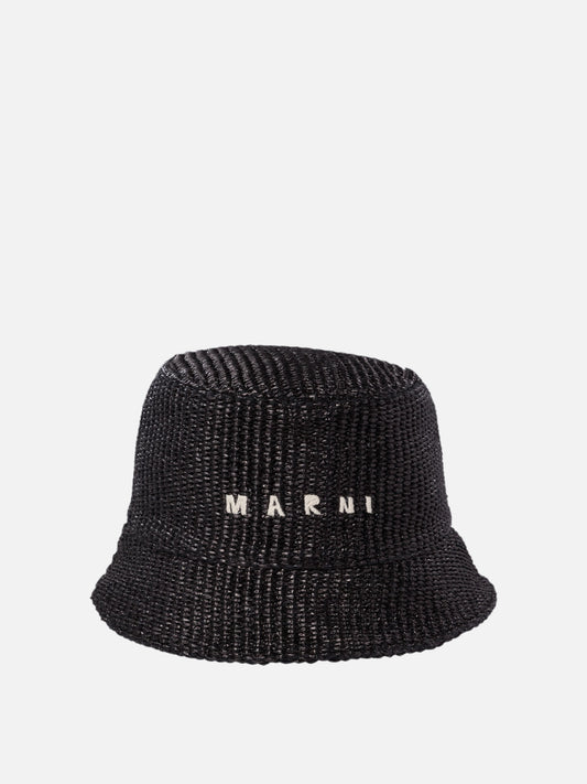 Marni Cappello bucket in tessuto effetto rafia 19610999_M Black 1