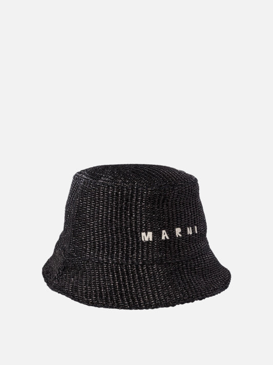 Marni Cappello bucket in tessuto effetto rafia 19610999_M Black 2