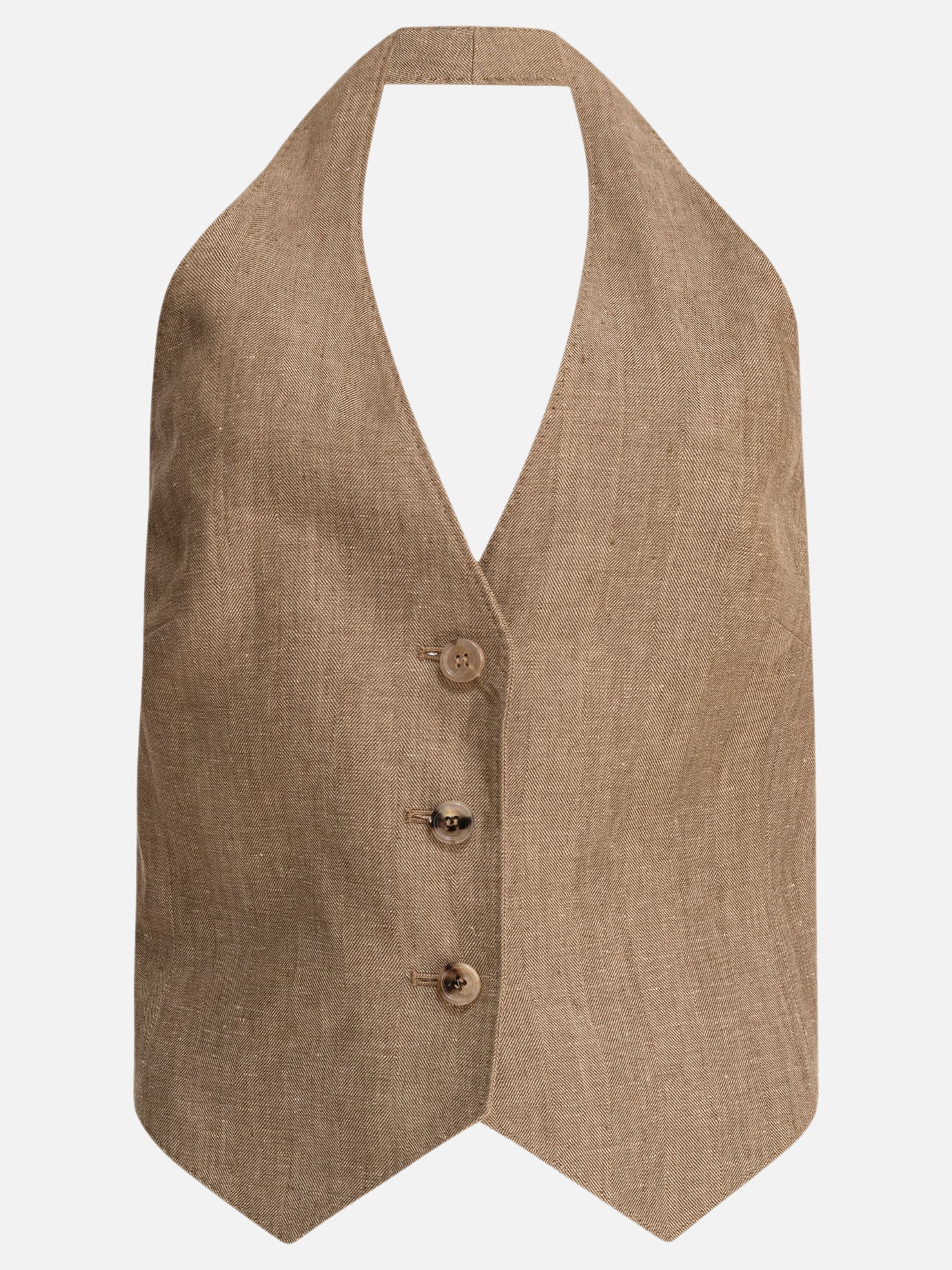 Max Mara Gilet in botavia di lino 14135374_38 Beige thumbnail_1