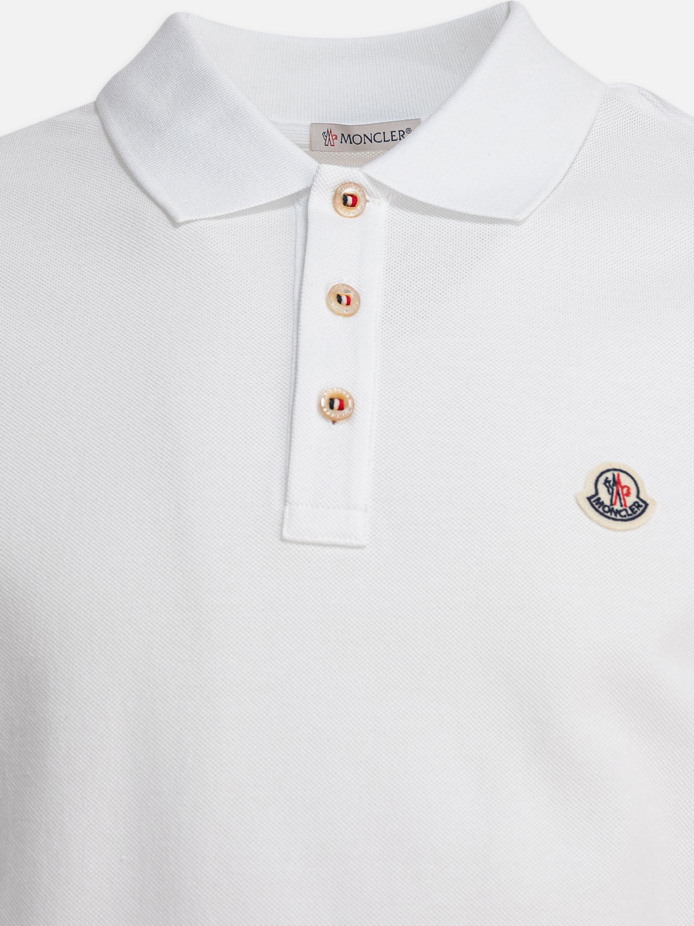 Moncler Cotton pique polo shirt with logo patch White