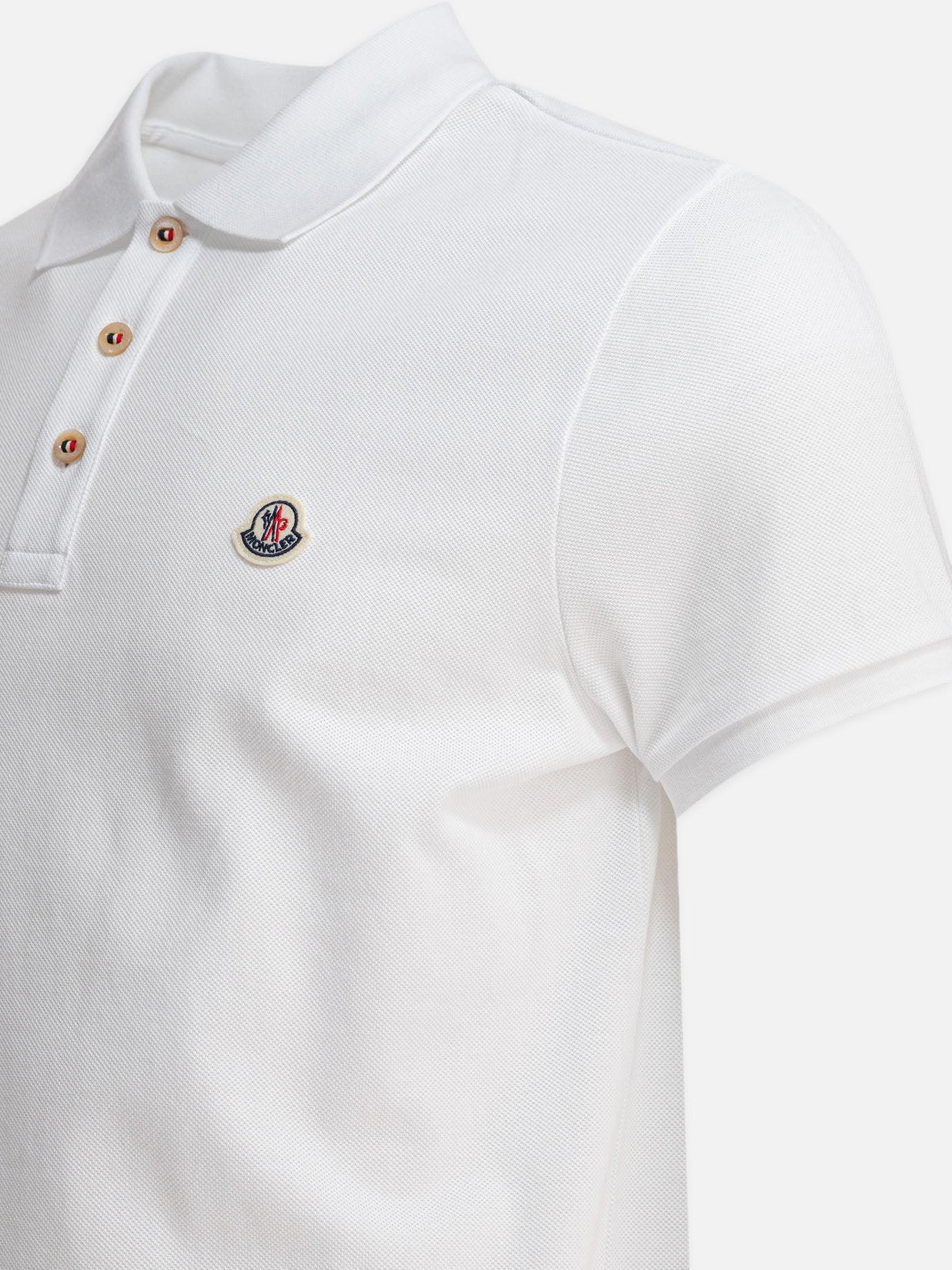 Moncler Cotton pique polo shirt with logo patch 18658619_S White thumbnail_4