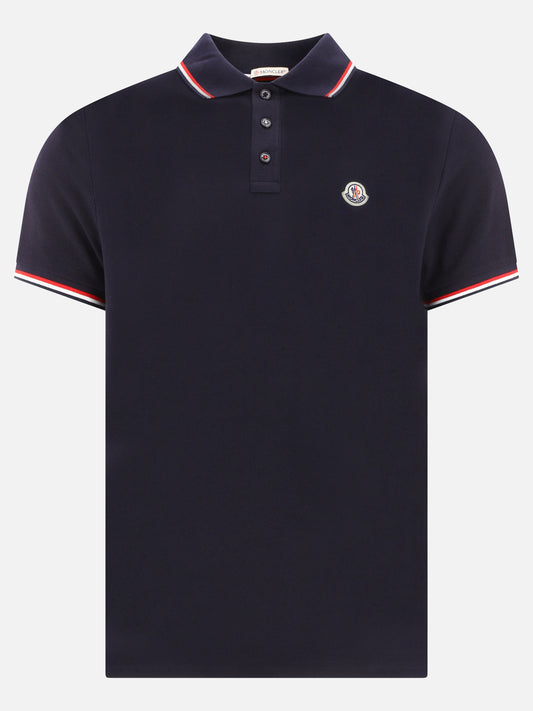 Polo con bottoni Logo  Blu - Moncler Uomo | VIETTI Online Store 
