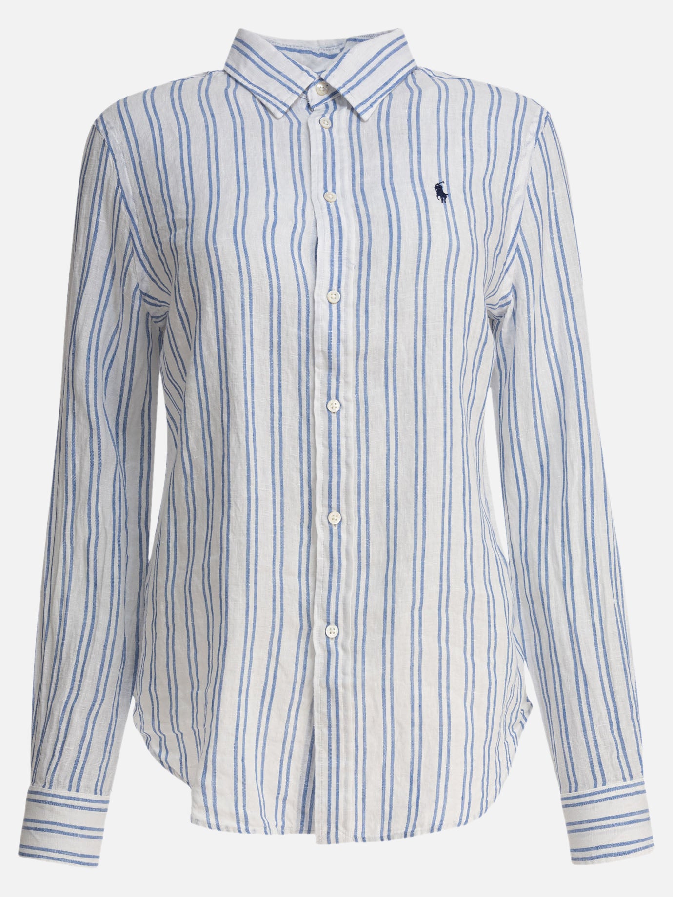 Polo Ralph Lauren Classic-fit striped linen shirt 12523602_XS Light blue thumbnail_1