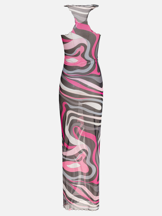 Pucci Marmo print tulle long dress 19125849_44 Pink 2