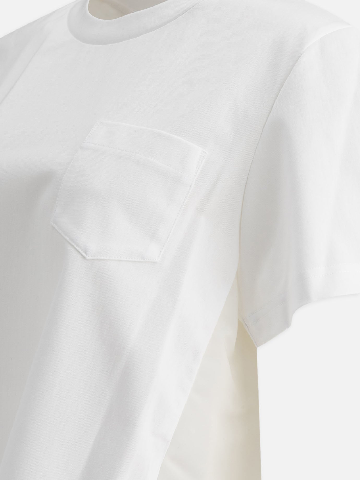 Sacai Cotton jersey and nylon twill T-shirt White