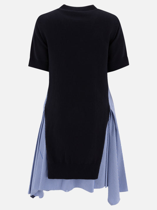Sacai Cotton and knit dress 19507299_1 Blue 2