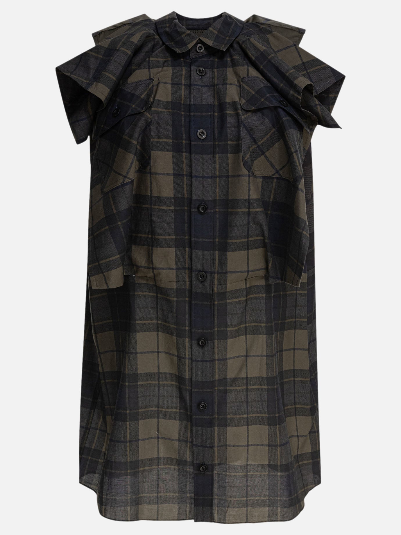 Sacai Plaid print dress Grey