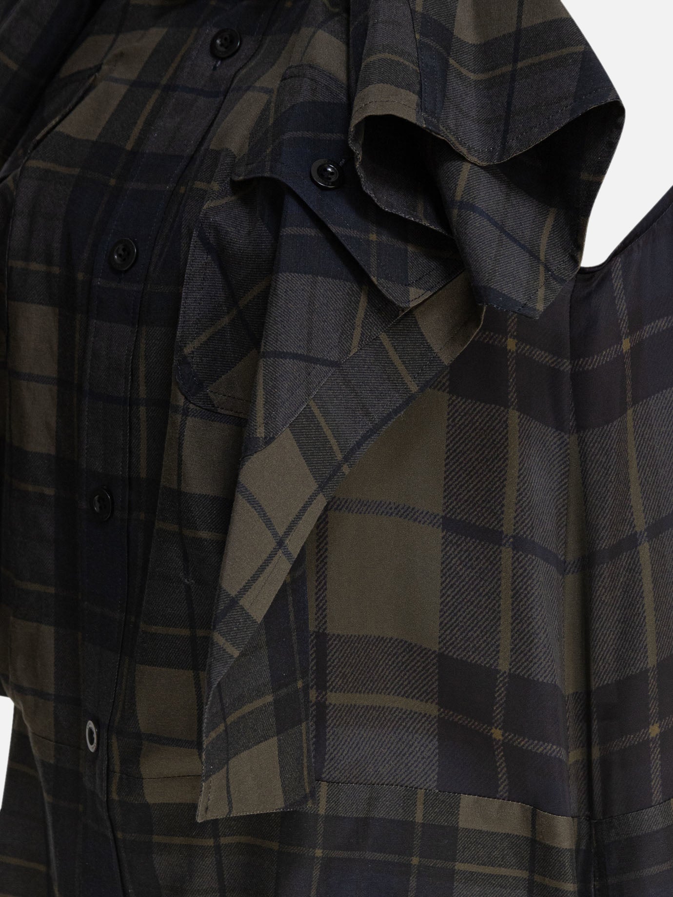 Sacai Plaid print dress Grey