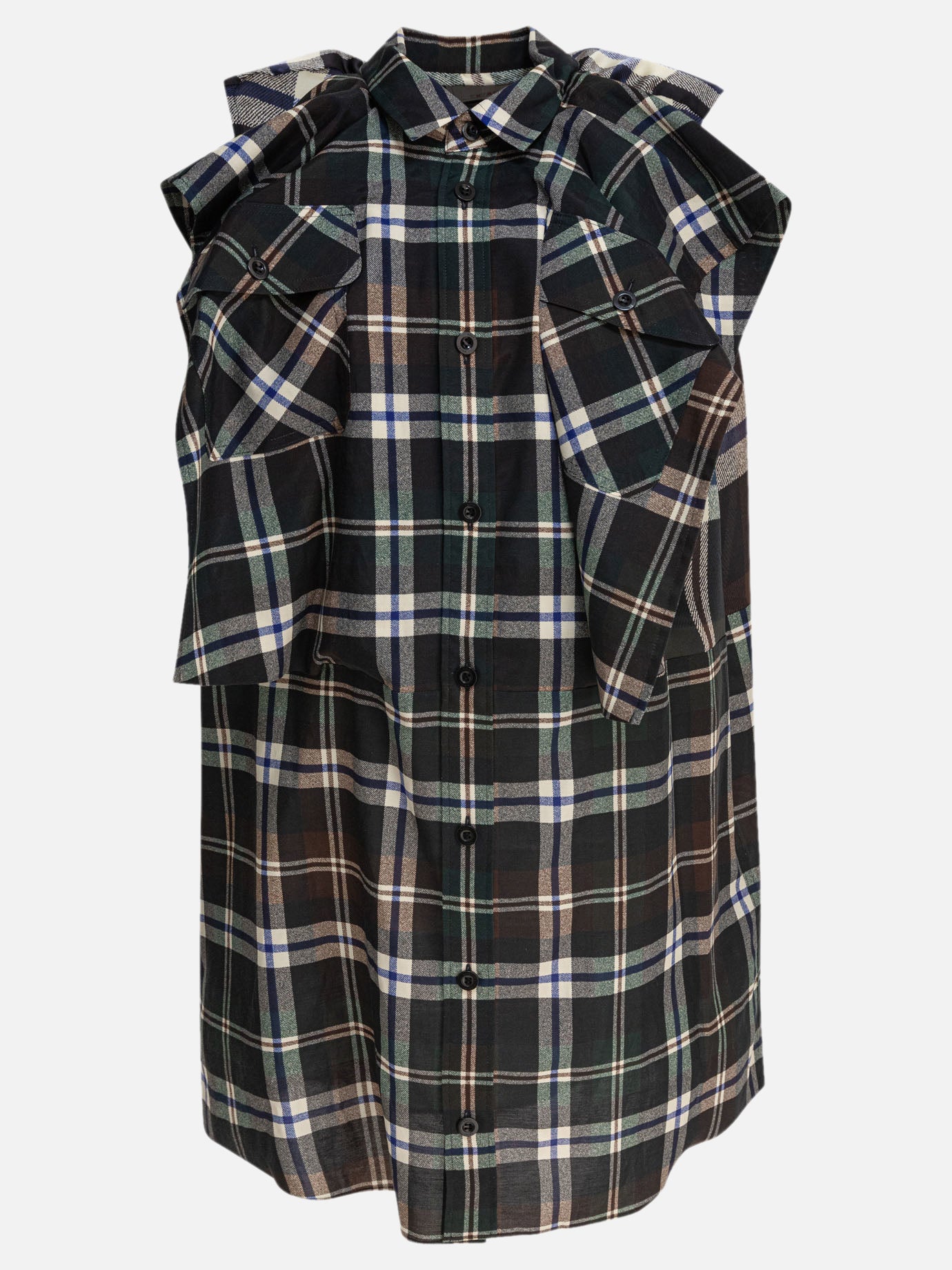 Sacai Plaid print dress Black