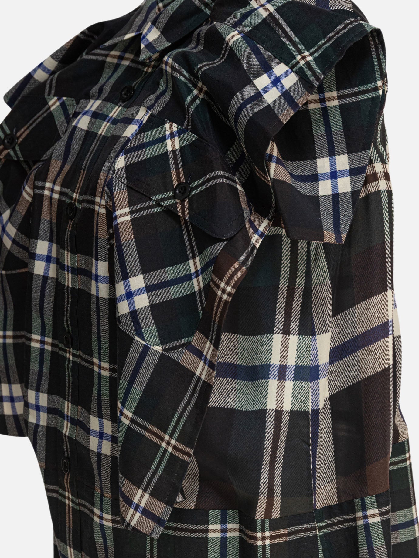 Sacai Plaid print dress Black