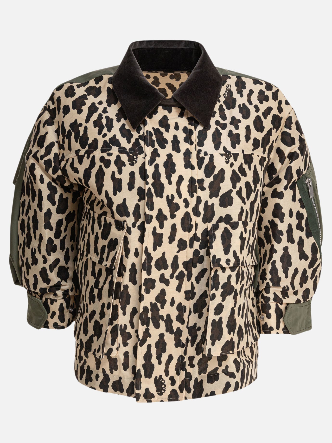 Sacai Giacca leopardata 18722623_1 Brown thumbnail_1