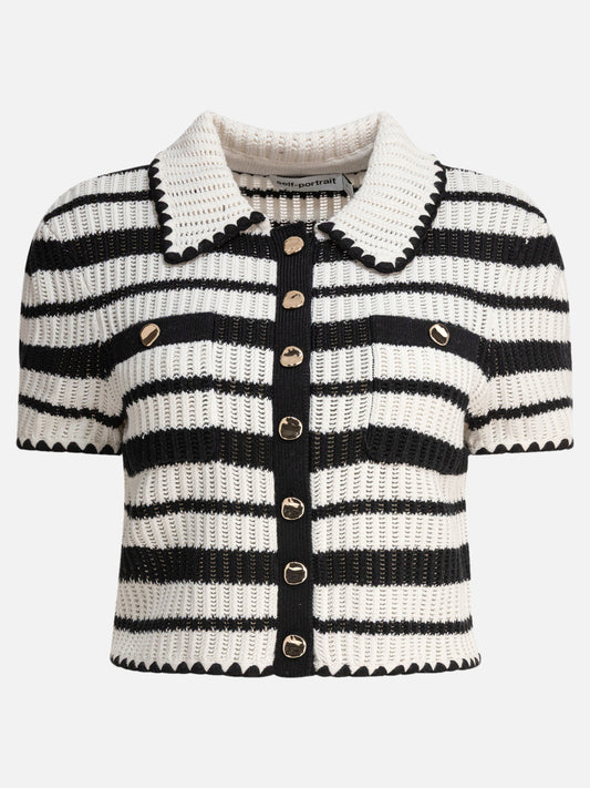 Polo sweater Striped  White - Self-portrait Women | PLP | VIETTI Online Store 
