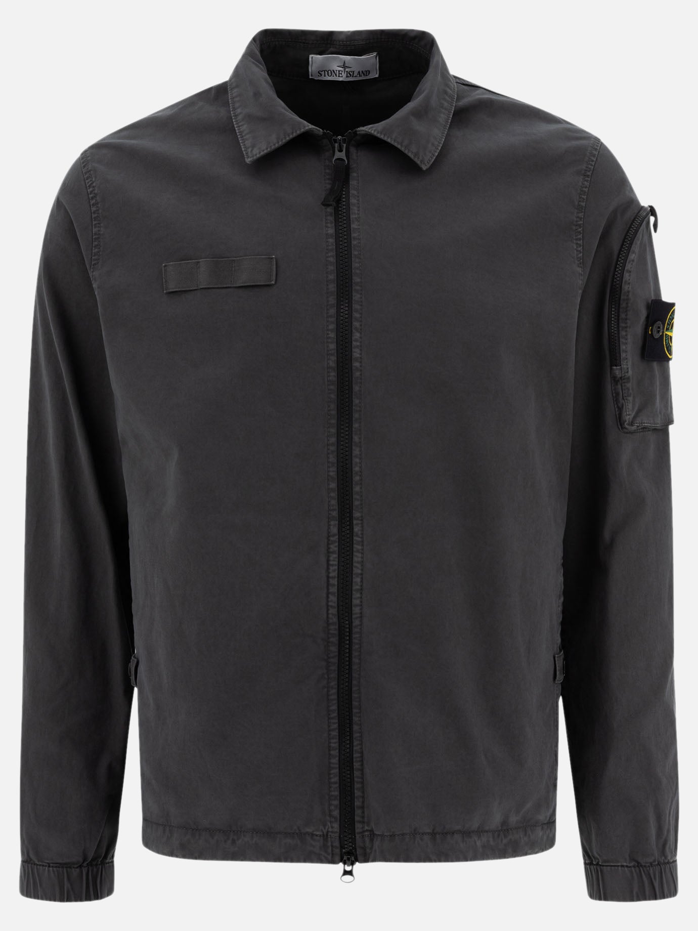 Stone Island Organic cotton overshirt with "Old" effect Grey