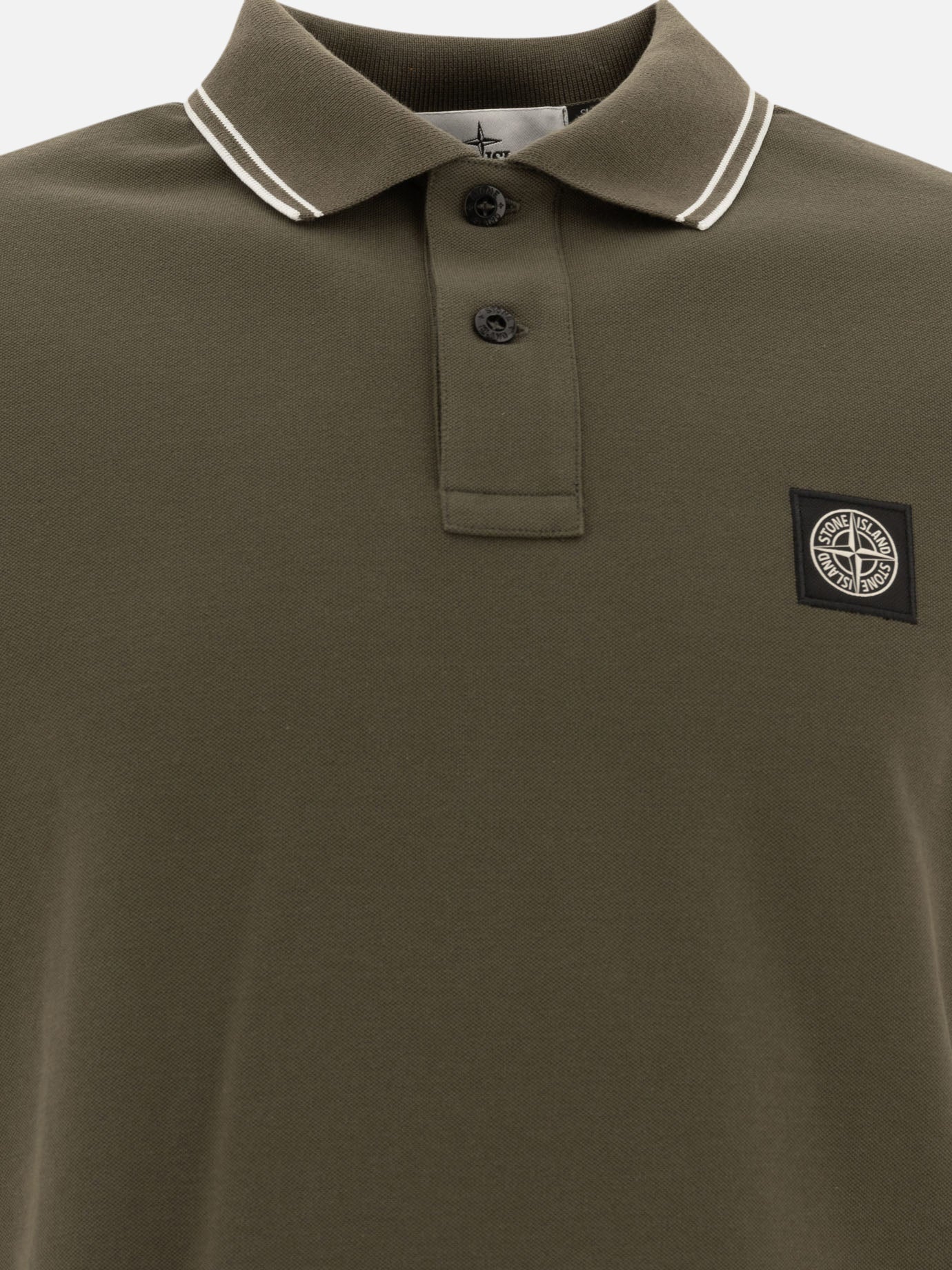 Stone Island Organic cotton and pique polo shirt Green
