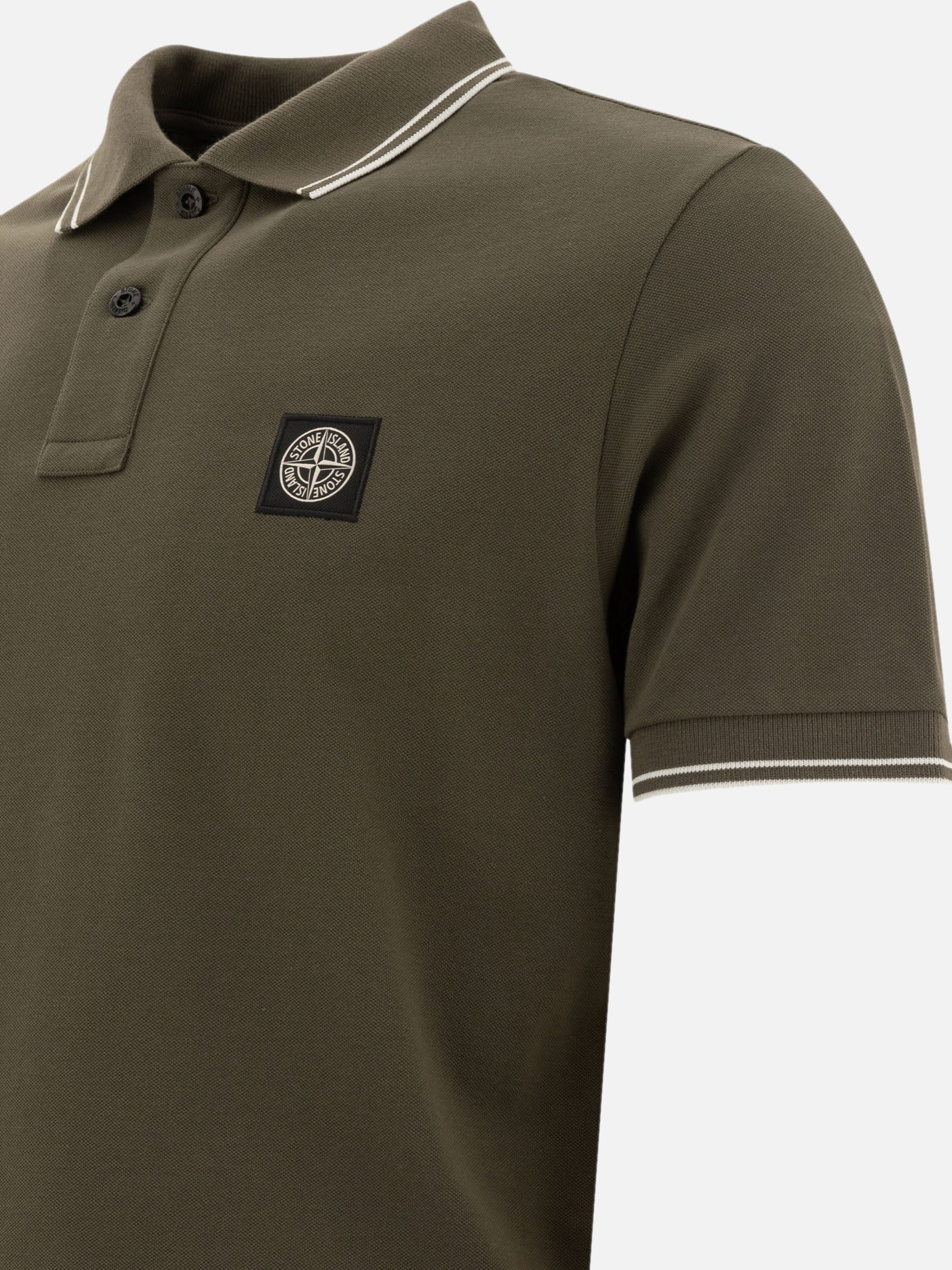 Stone Island Organic cotton and pique polo shirt Green